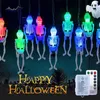 Cordes 8 Modes Halloween Fantôme Squelette Guirlande Lumineuse À Piles LED Crâne Lumière Décor De Vacances Pour La Fête Intérieure