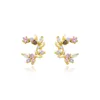 Stud Earrings 2022 Arrival Dominated Contracted Sweet Flowers Multicolor Fine Crystal Women Fashion Push-back