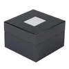 Watchboxen zwarte heldere verf gelakte houten doos high-end merk horloges display enkele tafel vierkant