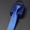 Bow Ties Arrivals Luxury Jacquard Zipper Tie High Quality Business Work Neck For Men Fashion Formal Neckties With Gift Box