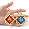 God 's Eye Keychains 주변의 창조적 애니메이션 키 링 유리 빛의 양면 키 체인 보조 애니메이션 보석 금속 펜던트