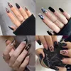 False Nails 24p 패션 디자인 표범 풀 커버 팁 블랙 브라운 스틸레토 프랑스 인공 네일 접착제에 프레스