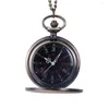 Pocket Watches 8087smooth och Bright Fashion Retro Two-Faced Watch Bronze With Necklace