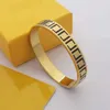 Europe America Top Designer Jewelry Lady Women Titanium Steel Black/white Enamel Engraved Letter Gold Bangle Bracelet 4 Color