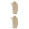 Jewelry Pouches 2 Pcs Simple Necklace Pendant Display Bust Mannequin Stand Holder Linen Rack Sizes