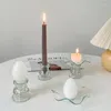 Candle Holders Creative Egg Shape Scented Nordic Decor Glass Holder Clear Taper Candlestick For Coffee Dining Table Centerpiece