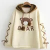 Bustiers & Corsets Bear Cute Hoodie Sweatshirts Women Wear A Cap Top Cartoon Long Sleeve Ribbon Hair Ball Pullover Mujer De Moda