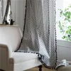 Curtain 1.5M Width Geometric Printing Cotton Linen Tassels Home Office Window Decoration Supplies