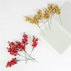 Decoração de festa 6pcs Flash Flowers Christmas Berry Ornament for Tree Diy Wreath Crafts Gift Fireplace Holiday Home