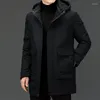 Men's Down Fashion Men's Parka Hooded Winter Coat Casual Jacket Top Grade Warm Designer Quality Windbreaker Clothes Black