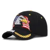 Unisex Cap Eagle Flag USA 자수 태양 보호 환기 구멍 야구 모자 스포츠 여름 선 스크린 힙합 조절 가능한 모자 P
