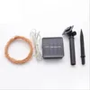 Strings 20M 200LED Outdoor Solar Powered Copper Wire String Light Night Lamp With Ground Pin Rod Yard Garden Decoration