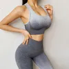 Women's Two Piece Pants Sport Suit Woman Seamless Running Tracksuit Sportswear Gym Crop Top Pant Fitness Clothes Workout Leggings Set