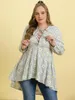 القمصان النسائية Tees 5XL 4XL زهرة الكروشيه مطوية للسيدات فوق V V أركام طويلة قمم الصلبة فضفاضة فضفاضة ملابس شارع غير رسمية