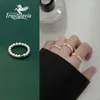 Cluster Rings Trustdavis Original 925 Sterling Silver Synthesis Pearl Gold Beads Finger Ring For Women Wedding Fine Jewelry DA2808