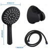 Bathroom Shower Sets 3 Function Luxury Black Head Removable Hand Held Rainfall Spray Set For Matte High Quality