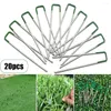 Dekorative Blumen 20PCS synthetische künstliche Gartenteile Gras Rasen Pins U-Befestigung Rasen Zelt Heringe Matte für die Befestigung von Gewächshäusern Insekten