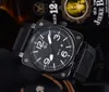 طراز أفضل العلامة التجارية الفاخرة Wristwatch Rubber Rubber Band Quartz Bell Multifunction Business Stainless Steel Case Men Ross Square Watch 269c