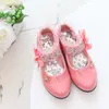 Chaussures plates Rose Rose Rouge Orange Enfants Princesse Bébé Filles Enfants Arcs Strass En Cuir Partie 3-15T