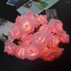 Strängar rosa ros sträng led lampa handgjorda blommiga semesterfest girland bröllopsljus dekorativ diy blommor arrangemang