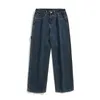 Jeans pour hommes European And American High Street Men's Straight Loose Streamer Design All-match Washed Pants Denim