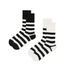 Herrensocken Schwarz Weiß Streifen Männer Socke Hip Hop Standard Mann Sportlich Unisex Casual Crew Sox Erwachsene Baumwolle Trendy Herbst Winter Sokken