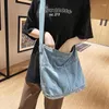 Evening Bags Female 90s Fashion Y2K Grunge Denim Textile Big Capacity Hobo Bag Soft Jeans Fabric Ita School Bool Laptop Side Sling Pouch