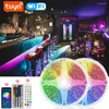 شرائط Tuya WiFi الذكية LED شريط ضوء مزامنة الموسيقى اللون تغيير الشريط SMD 12 فولت عكس الضوء ديود مرن للديكور المنزل