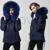 Frauen Pelz Blau Warm Winter Frau Mantel Parka Mit Großen Echten Waschbären Kragen Jacke Kapuze Oberbekleidung Fabrik Preis Hersteller