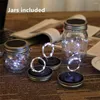Strings Solar Mason Jar Light With Handles And Lids 2M 20 Led String Fairy Firefly Lights Candle For Patio Lawn Garden Decoration