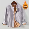 Camicie casual da uomo Camicia di velluto a coste vintage da uomo inverno kaki colletto alla coreana spesso più velluto a maniche lunghe caldo cardigan retrò top magliette