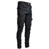 Men's Jeans Pocket Cargo Men Fashion Denim Pencil Pants Casual Cotton Trousers Side Pockets