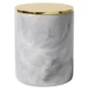 Storage Bottles European Natural Marble Jar With Lid Bedroom Cosmetic Container Office Desktop Pen Holder Living Room Candy Organizer