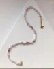 Choker One Piece Natural Freshwater Pearl 2022 Necklace For Woman Vintage Color Stone Beads Golden Beaded Fashion Trend