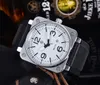 Model Top Brand Luxury Wristwatch Rubber Strap Band Quartz Bell Multifunction Business Rostfritt stål Case Men Ross Square Watch 273y