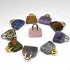 Decorative Figurines 10PCS/ Set 1Inch Women Bag Shaped Natural Crystal Healing Gemstone Carved Stones Craft Pocket Palm DIY Jewelry Pendant