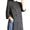 エスニック服チョンサムクラシックブラックカントリースタイルの模倣シルクジャッククアードトップ2022春と秋のレトロQIPAOドレス