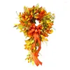 Fleurs décoratives rondes utiles porte d'entrée couronnes d'automne rustiques guirlande suspendue en plastique naturel pour cour