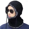 Berets Fashion Hip Hop теплый кепка зимнее мужчины Женщины холодные шапки флиса балаклава шляпа с капюшоном теплые пешеходные шарфы лыж