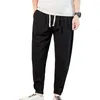 Men's Pants Harem Stylish Mid Waist Ankle Tied Trousers Bottoms Pencil Pure Color Streetwear