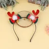 Aro de pelo de asta de Navidad lentejuelas simples alce oreja arco botón accesorios decoraciones