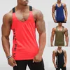 Men's Tank Tops Camisetas Short-SLIce Silk Seamless Men's Vest Loose Sleeveless Sport Bodysuit Plain Color Casual Summer Cotton