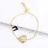 Strand kleur diamant eenvoudig ontwerp dubbele hart micro set hanger armband verstelbare geometrie vrouwen zoete mode sieraden