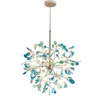 Chandeliers 2022 Plated Globe LED Chandelier Agate Blue/green/purple/pink For Bedroom Living Room Kitchen Dining Foyer