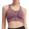 Yoga Kıyafet Yüksek Etkili Spor Sütyenleri için Fermuar Zip Ön Çarpışma Sırt Egzersiz Sarılma Kontrolü Zipper ile Çalışıyor