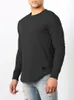 Herrtröjor män utomhus casual runda hals långärmad t-shirt personlighet ruffled raglan topp yttre slitage m-3xl