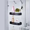 Bathroom Shelves Accessories Black Corner Shelf Space Aluminum Wall Hanging 2 Layer Basket Free Punching Storage Rack