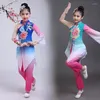 Abbigliamento da palcoscenico Costume da ballo classico cinese Yangko Costume da ragazza con ombrello Vestito da fan per bambini per abito orientale per la festa dell'anno