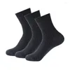 Sports Socks 3-5 Pairs Men's Bamboo Fiber Double Needle Dark Flower Square Business Mid-tube Breathable Elastic