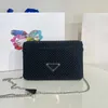 Schoudertassen dames tas halve maan halve maan diamante handtas portemonnee volledige strass klassieke letter gesp gemaakt klep crossbody verwijderbare riem